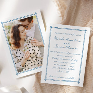 Convites Casamento de Foto Desenhado com Quadro Whimsical