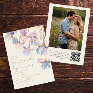 Convites Casamento de Foto do Código Iris QR Elegante