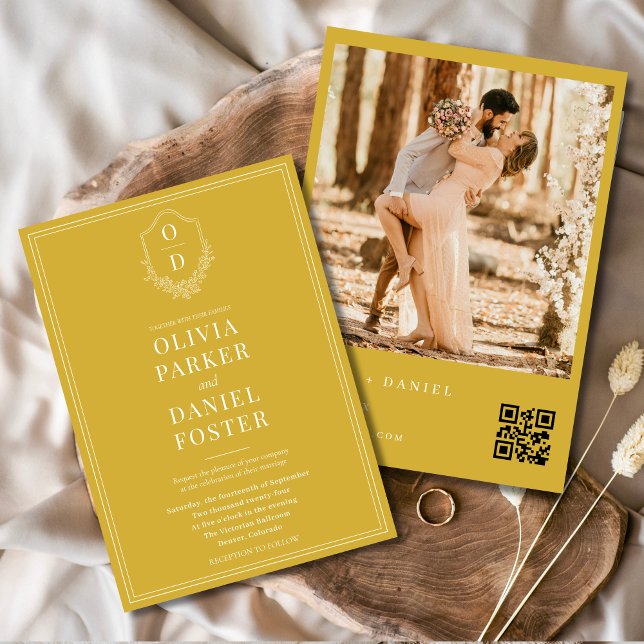 Convites Casamento de Foto do Código QR do Champagne Dourad (Criador carregado)
