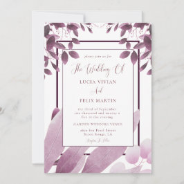 Convites Casamento de Foto do Código QR do Elegante Burgund