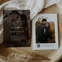 Convites Casamento de Foto do Código QR do Script Moderno E