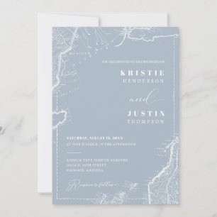 Convites Casamento de Foto do Código QR do Viagem Retro Azu