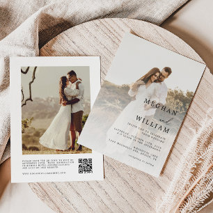 Convites Casamento de Foto do Código QR Elegante
