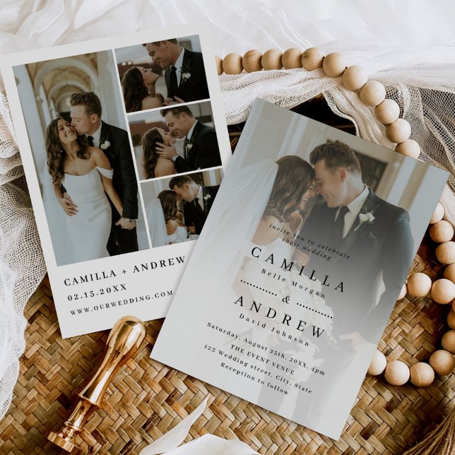 Convites Casamento de Foto do Código QR Elegante (Criador carregado)