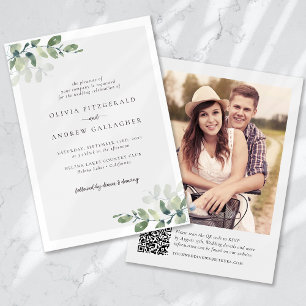 Convites Casamento de Foto do Código QR Eucalyptus