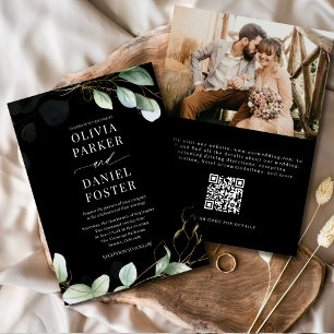 Convites Casamento de Foto do Código QR Preto Eucalyptus El