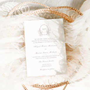 Convites Casamento de Foto do Elegante Taupe Monograma QR R