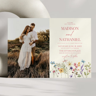 Convites Casamento De Foto Do Jardim Floral De Flor Selvage
