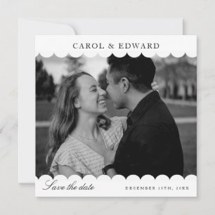 Convites Casamento De Foto Do Modern White Scallop Salve A