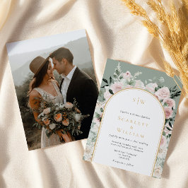 Convites Casamento de Foto do Monograma do Arch Dourado Dus