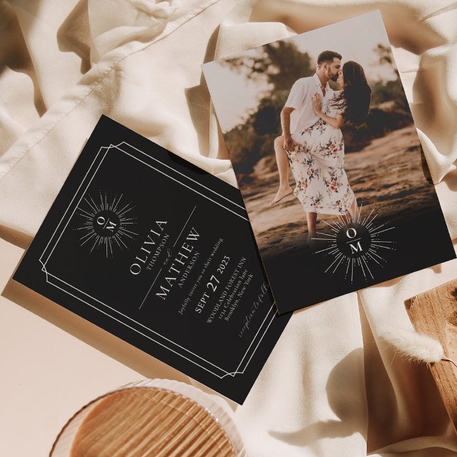 Convites Casamento de Foto do Monograma do Meio século Bran (Criador carregado)