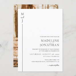 Convites Casamento de Foto do Monograma Inicial Moderno Min