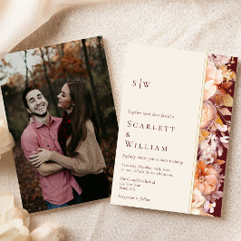 Convites Casamento de Foto do Monograma Moderno de Autumn B