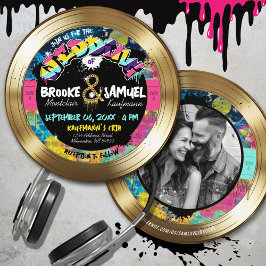 Convites Casamento de Foto do Registro de Vinilo Dourado Hi