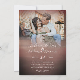 Convites Casamento de Foto Dourado na moda Watercolor Rosa