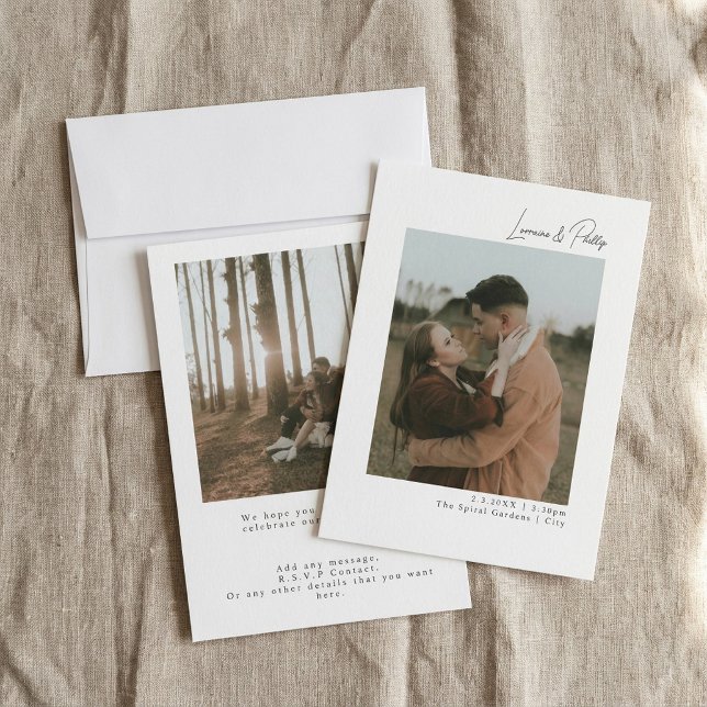 Convites Casamento de Foto Duplo Elegante (Elegant double Photo Wedding Invitation)