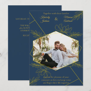 Convites Casamento de Foto Elegância Dourada
