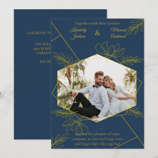Convites Casamento de Foto Elegância Dourada