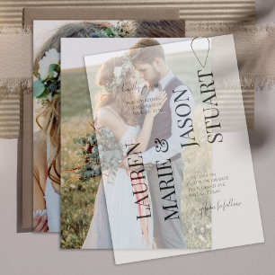 Convites Casamento de Foto Elegante 2 com Sobreposição de V