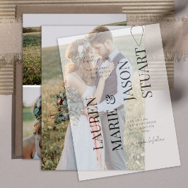 Convites Casamento de Foto Elegante 3 com Sobreposição de V