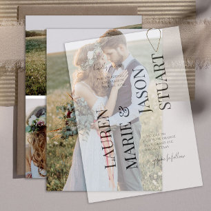 Convites Casamento de Foto Elegante 4 Simples de Sobreposiç
