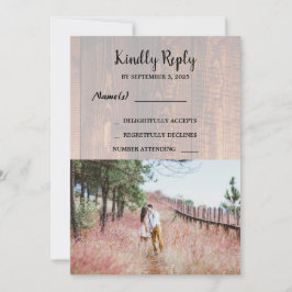 Convites Casamento de foto elegante de madeira russa RSV