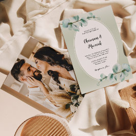 Convites Casamento de Foto Elegante Eucalyptus folha Greene