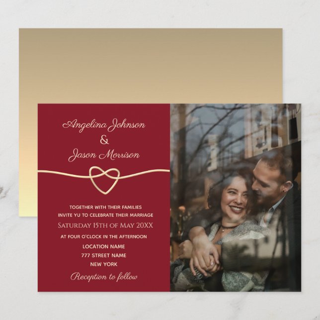 Convites Casamento de Foto Elegante Moderno (Frente/Verso)