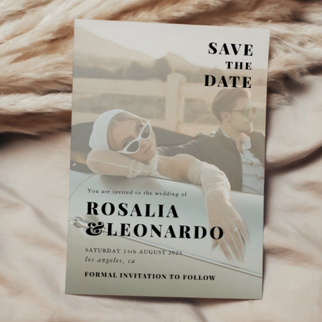 Convites Casamento de Foto Elegante Moderno salvar a data (Criador carregado)