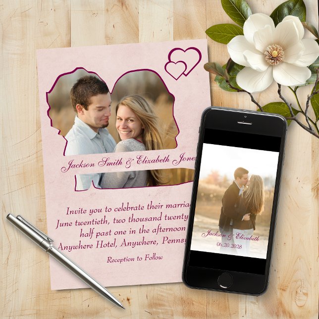 Convites Casamento de Foto em Forma de rosa (Criador carregado)