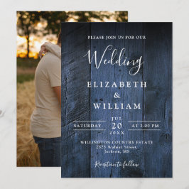 Convites Casamento de Foto em Madeira de Celeiro Boho Rústi