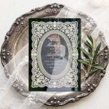 Casamento de Foto em Moldura de Renda Floral Vinta