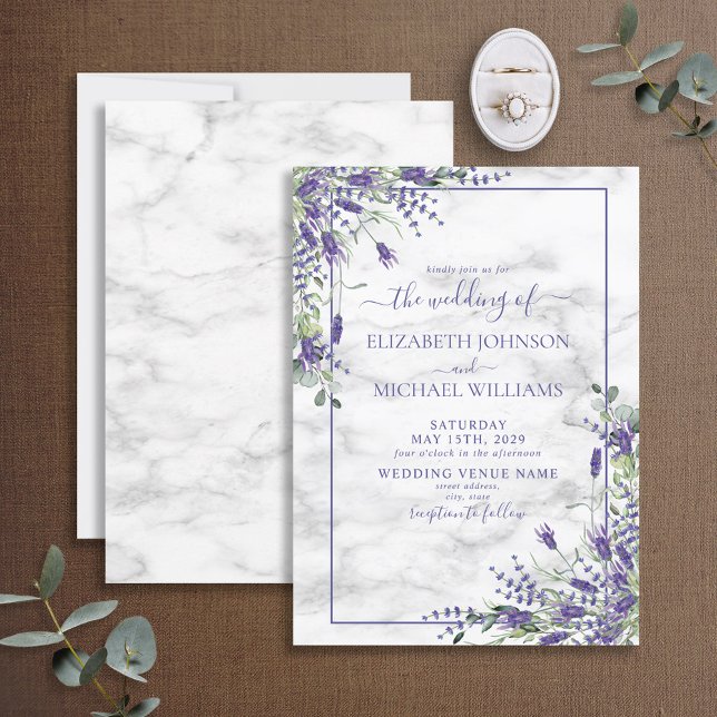 Convites Casamento de Foto Eucalyptus Greenery, Lavanda rus (Criador carregado)