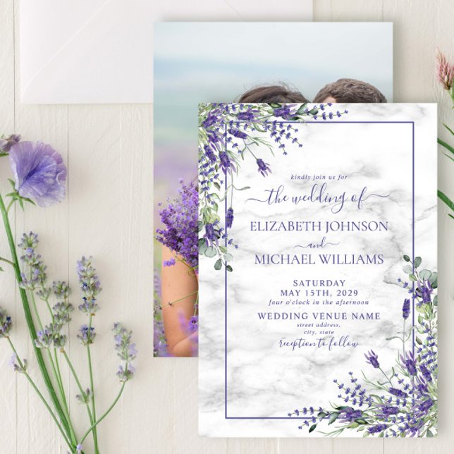 Convites Casamento de Foto Eucalyptus Greenery, Lavanda rus (Criador carregado)