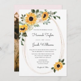 Convites Casamento de Foto Eucalyptus Sunflower Elegante