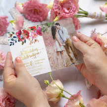 Casamento de Foto Floral Aquarela Elegante
