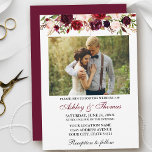 Convites Casamento de Foto Floral de Burgundy Watercolor<br><div class="desc">Convite De Casamento De Foto Floral Da Elegante Watercolor Burgundy</div>