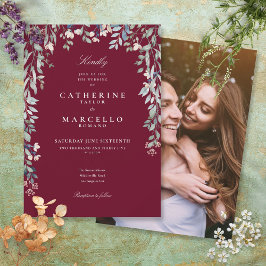 Convites Casamento de Foto Floral de Burgundy Wildflower