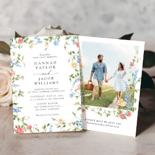 Convites Casamento de Foto Floral de Elegante Wildflower