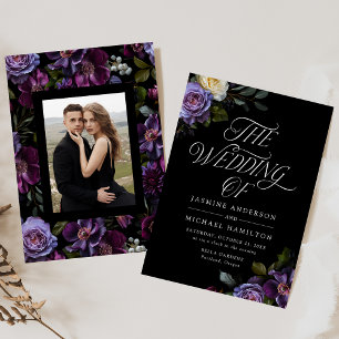 Convites Casamento de Foto Floral Moody Gothic