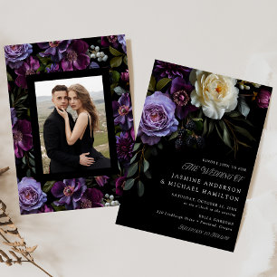 Convites Casamento de Foto Floral Moody Gothic