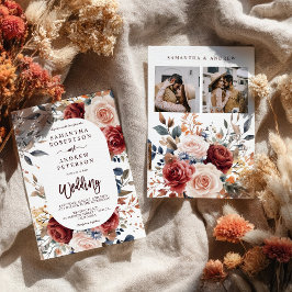 Convites Casamento de Foto Floral Rustic Burnt Orange Boho