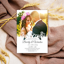 Convites Casamento de Foto Floral Simples Moderno