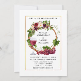 Convites Casamento de Foto Fora de Ferida Floral de Vinhas 