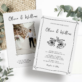 Convites Casamento De Foto Imporal Em Um, Desenhado À Mão