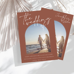 Convites Casamento de Foto Inicial do Arch Terracotta Moder