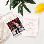 Convites Casamento de Foto Laranja Mínimo Cor-de-rosa e Bri<br><div class="desc">Projetado para coordenar com a Coleção de Convite para Casamento "Brilhante". Para alterar os detalhes, clique em "Detalhes". Para mover o texto ou alterar o tamanho, a fonte ou a cor, clique em "Editar usando a Ferramenta de Design". Visualize o link de coleção nesta página para ver todos os itens...</div>
