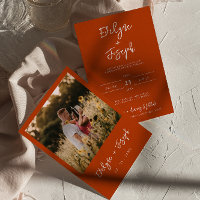 Casamento de Foto Laranja Mínimo Moderno Queimada 