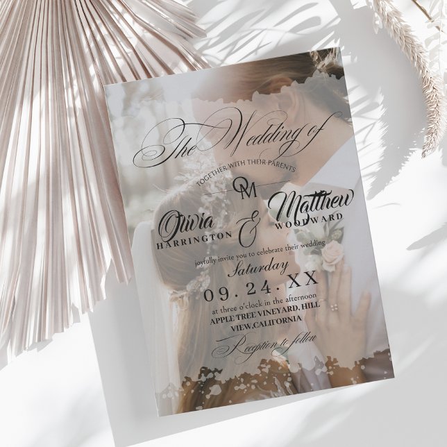 Convites Casamento de Foto Manuscrito Romântico (Criador carregado)