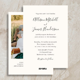 Convites Casamento de Foto Marfim com Roteiro Minimalista